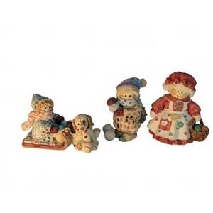 Vintage Enesco Mary Rhyner Figurines 1995 Cute as a Button Set of 3